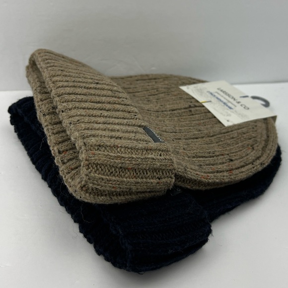 LARSSON & CO SPIRIT OF SCANDINAVIA, WARM BEANIE SET,BEIGE & NAVY BLUE, ONE SIZE - Picture 9 of 16